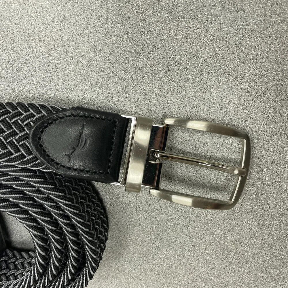 Tommy Bahama Men's L XL Stretch Braided Belt  Leather Trim Revertible i1790